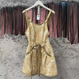Authentic CHANEL Gold Textured Mini Dress